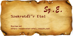 Szekretár Etel névjegykártya